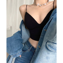 Load image into Gallery viewer, Women Solid Color Suspender Vest Sexy Navel Crop Tops Anti Glare Bra Pad Integrated Vest Summer Slim-fit Short Vest