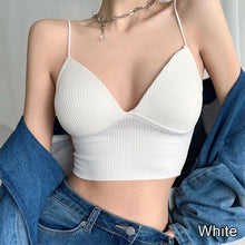 Load image into Gallery viewer, Women Solid Color Suspender Vest Sexy Navel Crop Tops Anti Glare Bra Pad Integrated Vest Summer Slim-fit Short Vest