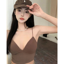 Load image into Gallery viewer, Women Solid Color Suspender Vest Sexy Navel Crop Tops Anti Glare Bra Pad Integrated Vest Summer Slim-fit Short Vest