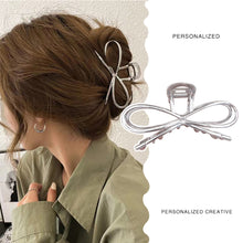 Load image into Gallery viewer, Simple Silver Bow Hairpin Hair Claw Clip Temperamental Alloy Headwear Hair Clip Hair Accessory for Women