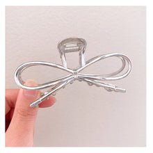 Load image into Gallery viewer, Simple Silver Bow Hairpin Hair Claw Clip Temperamental Alloy Headwear Hair Clip Hair Accessory for Women