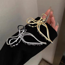 Load image into Gallery viewer, Temperamental Alloy Bow Hairpin Hair Claw Clip Simple Silver Gold Headwear Hair Clip Hair Accessory