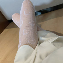Load image into Gallery viewer, Women Sexy Lace Hollow Thin Pantyhose Flower Vine Letter Moon Black White Stockings Hollow Fishnet Stockings