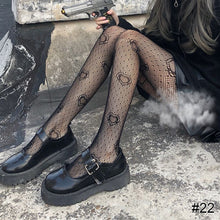 Load image into Gallery viewer, Women Sexy Lace Hollow Thin Pantyhose Flower Vine Letter Moon Black White Stockings Hollow Fishnet Stockings