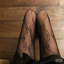 Load image into Gallery viewer, Women Sexy Lace Hollow Thin Pantyhose Flower Vine Letter Moon Black White Stockings Hollow Fishnet Stockings