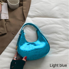 Load image into Gallery viewer, Fashionable Simple Handbag Shoulder Bag Versatile Niche Glossy PU Leather Underarm Bag Crescent Bag for Women