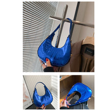 Load image into Gallery viewer, Fashionable Simple Handbag Shoulder Bag Versatile Niche Glossy PU Leather Underarm Bag Crescent Bag for Women
