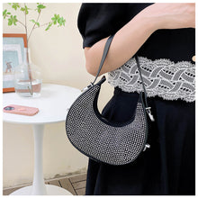Load image into Gallery viewer, Fashion Niche Shoulder Bag Versatile Diamond Embellished Shiny Underarm Bag PU Leather Handbag for Women