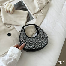 Load image into Gallery viewer, Fashion Niche Shoulder Bag Versatile Diamond Embellished Shiny Underarm Bag PU Leather Handbag for Women