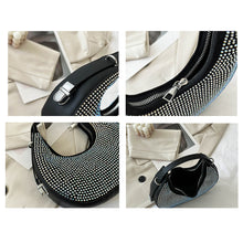Load image into Gallery viewer, Fashion Niche Shoulder Bag Versatile Diamond Embellished Shiny Underarm Bag PU Leather Handbag for Women