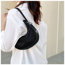 Load image into Gallery viewer, Fashion Niche Shoulder Bag Versatile Diamond Embellished Shiny Underarm Bag PU Leather Handbag for Women