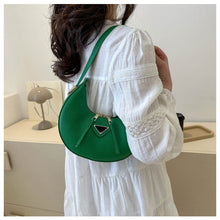 Load image into Gallery viewer, Women Retro Casual Small Shoulder Bag Solid Color Temperamental Underarm Bag PU Leather Crescent Bag Handbag