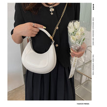 Load image into Gallery viewer, Women Fashion Versatile Shoulder Bag Underarm Bag Chain Crossbody Bag Solid Color PU Leather Handbag