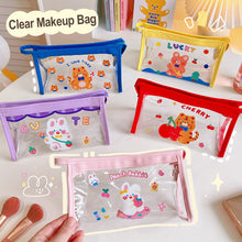 Load image into Gallery viewer, Ins Cute Bear Rabbit Fluffy Transparent Pencil Case Large Capacity Make Up Bag Plastic PVC Case Large Storage Bag