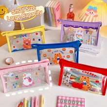 Load image into Gallery viewer, Ins Cute Bear Rabbit Fluffy Transparent Pencil Case Large Capacity Make Up Bag Plastic PVC Case Large Storage Bag