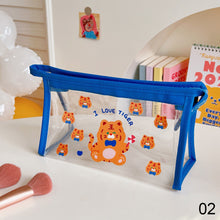 Load image into Gallery viewer, Ins Cute Bear Rabbit Fluffy Transparent Pencil Case Large Capacity Make Up Bag Plastic PVC Case Large Storage Bag