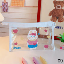 Load image into Gallery viewer, Ins Cute Bear Rabbit Fluffy Transparent Pencil Case Large Capacity Make Up Bag Plastic PVC Case Large Storage Bag