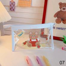 Load image into Gallery viewer, Ins Cute Bear Rabbit Fluffy Transparent Pencil Case Large Capacity Make Up Bag Plastic PVC Case Large Storage Bag