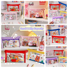 Load image into Gallery viewer, Ins Cute Bear Rabbit Fluffy Transparent Pencil Case Large Capacity Make Up Bag Plastic PVC Case Large Storage Bag