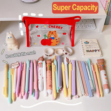 Load image into Gallery viewer, Ins Cute Bear Rabbit Fluffy Transparent Pencil Case Large Capacity Make Up Bag Plastic PVC Case Large Storage Bag