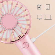 Load image into Gallery viewer, Portable USB Chargeable Mini Fan Handheld Fans with Base Summer Outdoor 3 Speed Adjustable Air Cooling Fan with Phone Holder