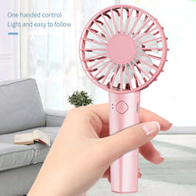 Load image into Gallery viewer, Portable USB Chargeable Mini Fan Handheld Fans with Base Summer Outdoor 3 Speed Adjustable Air Cooling Fan with Phone Holder