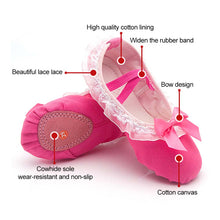 Load image into Gallery viewer, Kid Girls Children Ballet Dance Shoes Women Adult Lace Bow-knot Canvas Soft Sole Ballet Shoes Ballet Slippers