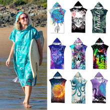 Load image into Gallery viewer, Printed Hooded Beach Towel For Adults Child Quick Dry Swimming Pool Poncho Bath Towel With Cloak Bathrobe