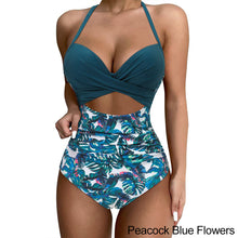 Load image into Gallery viewer, Woman One Piece Swimsuit Halter Cut Out High Waist Beachwear Push Up Swimwear Women Bathing Suit