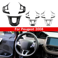 Load image into Gallery viewer, 3Pcs Car Steering Wheel Decoration Cover Trim Stickers ABS Carbon Fiber Fit for Peugeot 2008 208 308 2014-2018