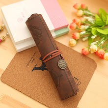 Load image into Gallery viewer, Retro Treasure Map Roll Pencil Case PU Leather Big Capacity Pen Bag Makeup Brush Pouch Pencilcase School Stationery Supplies
