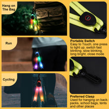 Load image into Gallery viewer, LED Luminous Schoolbag Pendant Night Riding Warning Backpack Light USB Charging PVC Dovetail Luminous Decoration Outdoor Camping Emergency Light