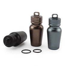 Load image into Gallery viewer, Aluminum Alloy Waterproof Warehouse Medicine Sealed Capsule Bottle Outdoor Camping EDC Waterproof Cylinder Key Ring Pendant Elderly Carry First Aid Medicine Bottle