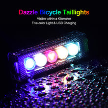 Load image into Gallery viewer, Bike Highlighting Warning Taillight USB Charging 5 LED Night Riding Waterproof Warning Light 5 Flashing Modes Riding Equipment