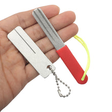 Load image into Gallery viewer, Diamond Grinding Hook Stone Portable Three-Book Hook File Edc Pocket Diamond Knife Sharpener Keychain Nail File Outdoor Camping Tools Fishing Gadgets