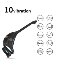Load image into Gallery viewer, Penis Vibrating Ring Rechargeable Lock Essence Ring Massage Vibrate Penis Multi-frequency Delay Ejaculation Male Silicone Sex Toy