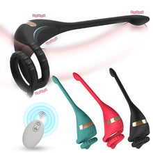 Load image into Gallery viewer, Penis Vibrating Ring Rechargeable Lock Essence Ring Massage Vibrate Penis Multi-frequency Delay Ejaculation Male Silicone Sex Toy