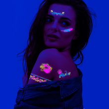 Load image into Gallery viewer, Fluorescent Creative Flower Face Arm Face Tattoo Sticker Waterproof Lover Lip Print Arm Sweatproof Tattoo Stickers