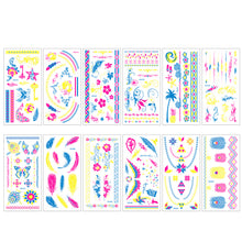 Load image into Gallery viewer, Fluorescent Creative Flower Face Arm Face Tattoo Sticker Waterproof Lover Lip Print Arm Sweatproof Tattoo Stickers