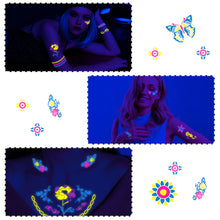 Load image into Gallery viewer, Fluorescent Creative Flower Face Arm Face Tattoo Sticker Waterproof Lover Lip Print Arm Sweatproof Tattoo Stickers
