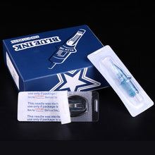 Load image into Gallery viewer, 10pcs Disposable Semi Permanent 0.35mm Purple Tattoo Needle RL RM M1 RS Tattoo Pen Machine Universal Short Needle Eyebrow Tattoo Needle