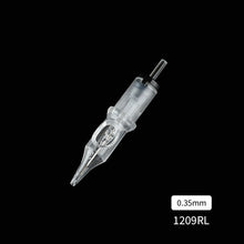 Load image into Gallery viewer, 10pcs Disposable Semi Permanent 0.35mm Purple Tattoo Needle RL RM M1 RS Tattoo Pen Machine Universal Short Needle Eyebrow Tattoo Needle