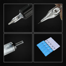 Load image into Gallery viewer, 10pcs Disposable Semi Permanent 0.35mm Purple Tattoo Needle RL RM M1 RS Tattoo Pen Machine Universal Short Needle Eyebrow Tattoo Needle