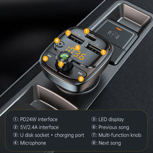 Load image into Gallery viewer, Bluetooth 5.1 Car Audio Car Charger FM Transmitter MP3 Player Card Dual USB PD 24W Car Phone Charger for iphone Xiaomi