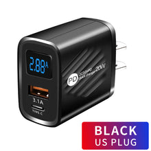 Load image into Gallery viewer, PD 20W USB Charger Digital Display Fast Charging Charger Quick Charge 3.0 For iPhone 14 13 Xiaomi Samsung Phone Charge Adapter