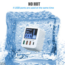 Load image into Gallery viewer, 40W USB Wall Charger 4 Port With LED Display,QC3.0 PD3.0 USB Fast Charger For iPhone iPAD Huawei Xiaomi Samsung