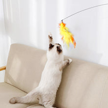 Load image into Gallery viewer, Feather Cat Toy with Bell DIY Replace Cat Teaser Stick Replacement Pendant Pet Toy Accessories