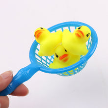 Load image into Gallery viewer, 5Pcs/set Baby Floating Duck Bath Toys Mini Swimming Rings Rubber Yellow Ducks Fishing Net Washing Swimming Toddler Toys