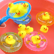 Load image into Gallery viewer, 5Pcs/set Baby Floating Duck Bath Toys Mini Swimming Rings Rubber Yellow Ducks Fishing Net Washing Swimming Toddler Toys