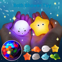 Load image into Gallery viewer, Baby Bath Toys Cute Luminous Floating Animals Swimming Water Light Play Fun Bathroom Bathtub Fishing Net Toy for Kids Gift